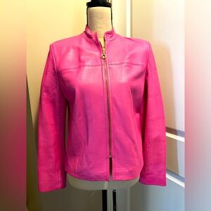 St. John Sport pink leather jacket size S